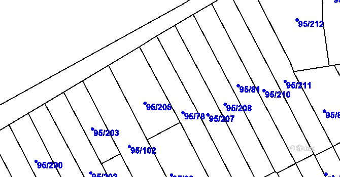 Parcela st. 95/206 v KÚ Bedřichov u Jihlavy, Katastrální mapa