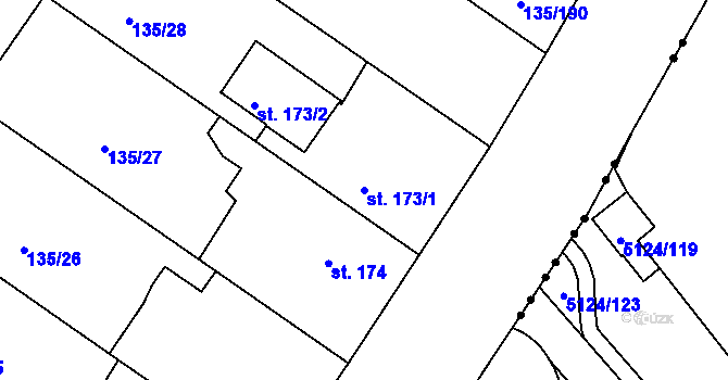 Parcela st. 173/1 v KÚ Bedřichov u Jihlavy, Katastrální mapa
