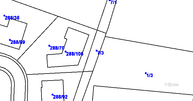 Parcela st. 7/3 v KÚ Pávov, Katastrální mapa