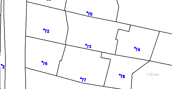 Parcela st. 73 v KÚ Pávov, Katastrální mapa