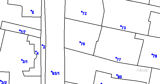 Parcela st. 76 v KÚ Pávov, Katastrální mapa