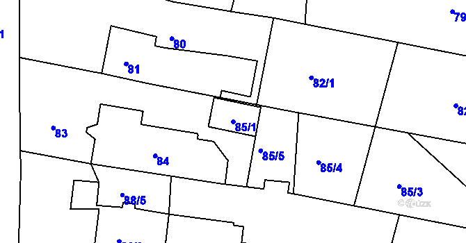 Parcela st. 85/1 v KÚ Pávov, Katastrální mapa