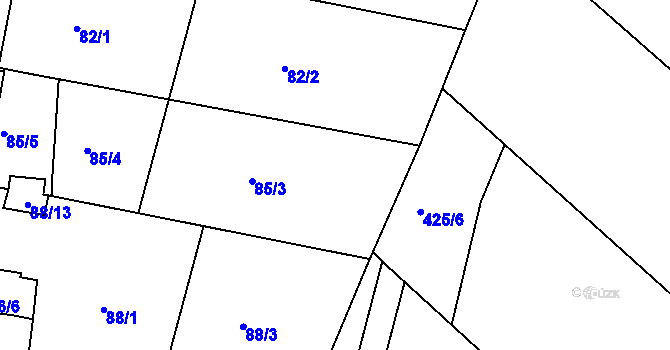 Parcela st. 85/2 v KÚ Pávov, Katastrální mapa