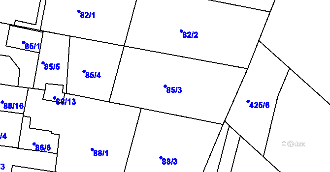 Parcela st. 85/3 v KÚ Pávov, Katastrální mapa