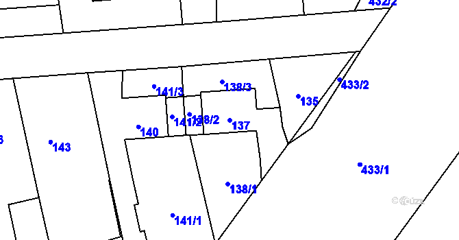 Parcela st. 137 v KÚ Pávov, Katastrální mapa