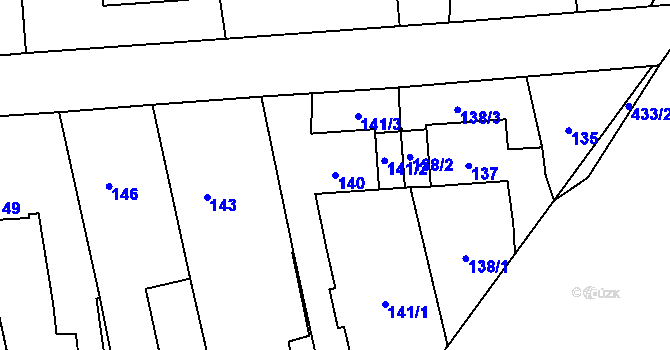 Parcela st. 140 v KÚ Pávov, Katastrální mapa