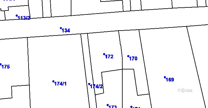 Parcela st. 172 v KÚ Pávov, Katastrální mapa