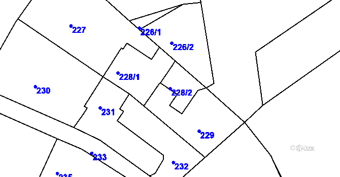 Parcela st. 228/2 v KÚ Pávov, Katastrální mapa