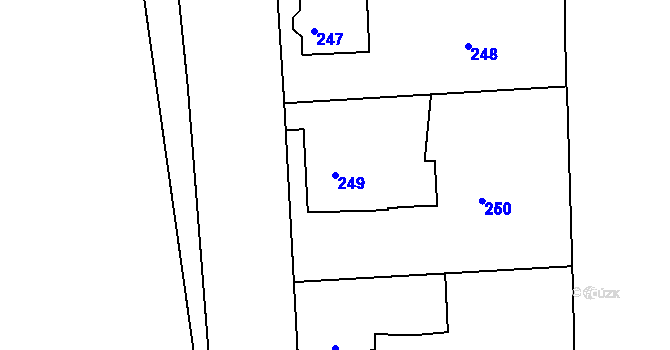 Parcela st. 249 v KÚ Pávov, Katastrální mapa