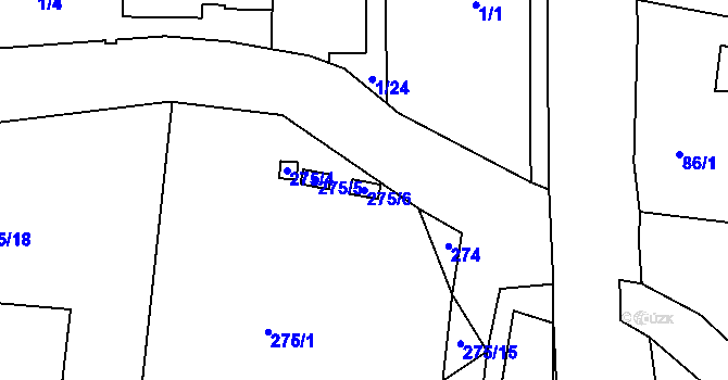 Parcela st. 275/6 v KÚ Pávov, Katastrální mapa