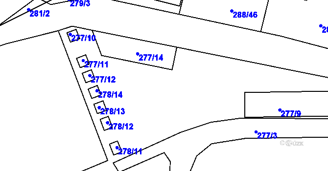 Parcela st. 277/2 v KÚ Pávov, Katastrální mapa