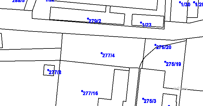 Parcela st. 277/4 v KÚ Pávov, Katastrální mapa