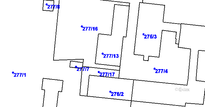 Parcela st. 277/13 v KÚ Pávov, Katastrální mapa
