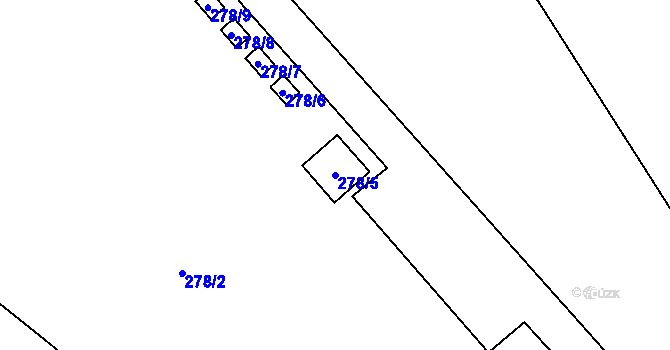 Parcela st. 278/5 v KÚ Pávov, Katastrální mapa