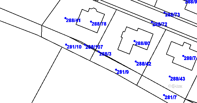 Parcela st. 288/3 v KÚ Pávov, Katastrální mapa