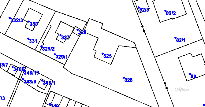 Parcela st. 325 v KÚ Pávov, Katastrální mapa