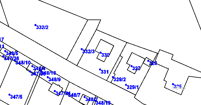 Parcela st. 330 v KÚ Pávov, Katastrální mapa