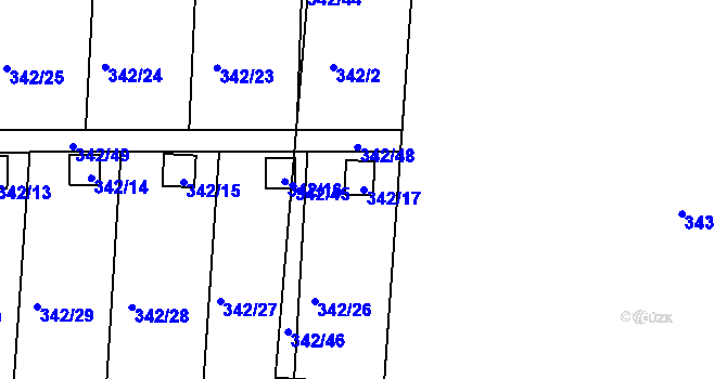 Parcela st. 342/17 v KÚ Pávov, Katastrální mapa