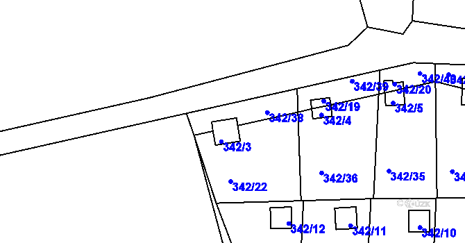 Parcela st. 342/18 v KÚ Pávov, Katastrální mapa