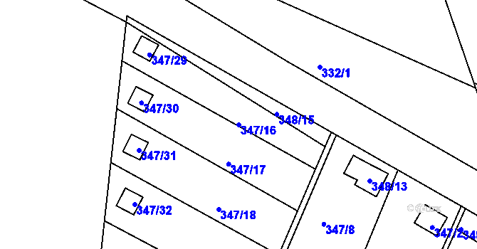 Parcela st. 347/16 v KÚ Pávov, Katastrální mapa