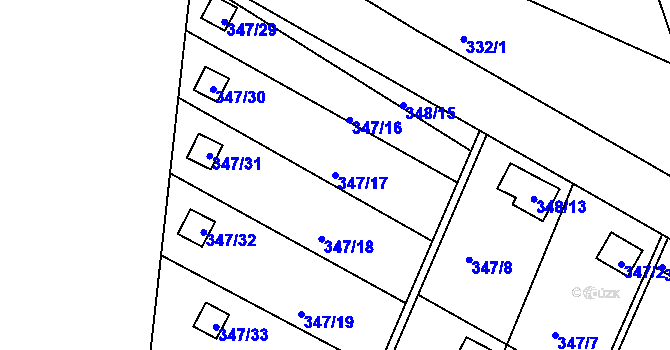 Parcela st. 347/17 v KÚ Pávov, Katastrální mapa