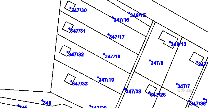 Parcela st. 347/18 v KÚ Pávov, Katastrální mapa