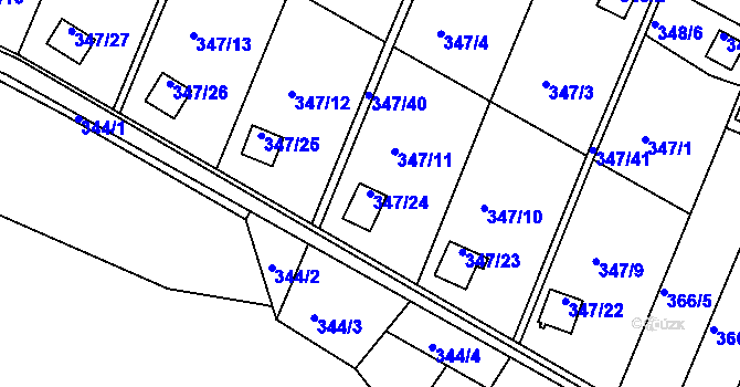 Parcela st. 347/24 v KÚ Pávov, Katastrální mapa