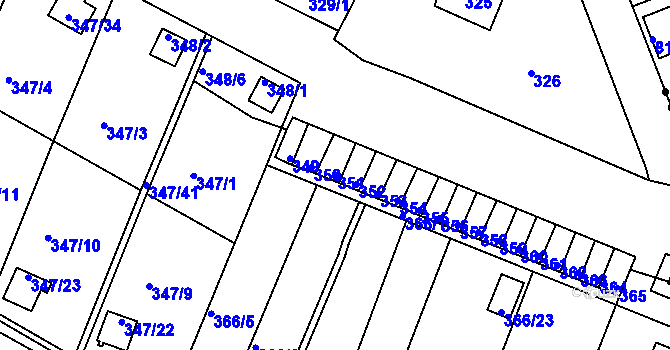 Parcela st. 351 v KÚ Pávov, Katastrální mapa