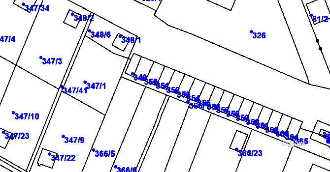 Parcela st. 352 v KÚ Pávov, Katastrální mapa