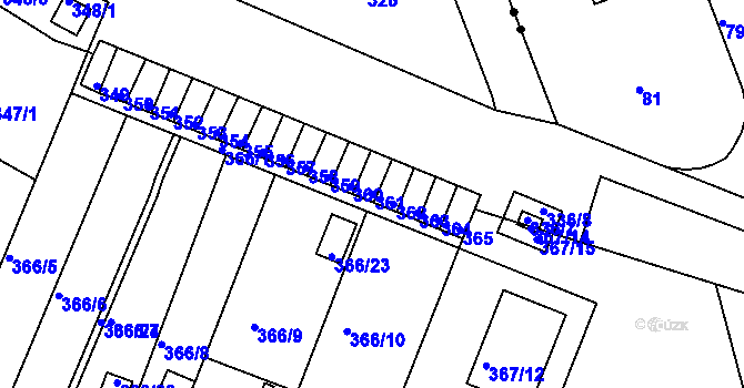 Parcela st. 361 v KÚ Pávov, Katastrální mapa