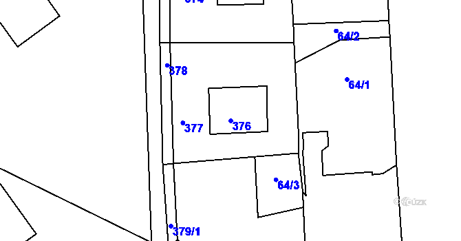 Parcela st. 376 v KÚ Pávov, Katastrální mapa