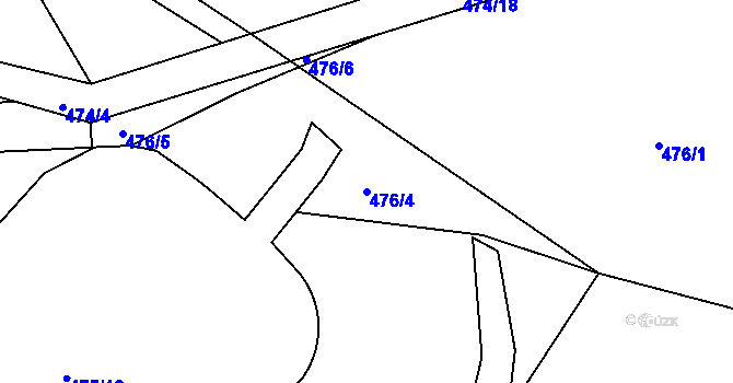 Parcela st. 476/4 v KÚ Pávov, Katastrální mapa