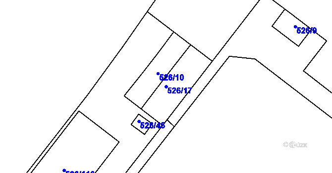 Parcela st. 526/17 v KÚ Pávov, Katastrální mapa