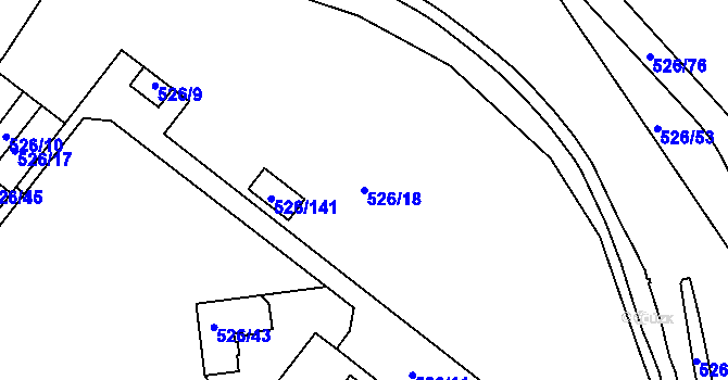 Parcela st. 526/18 v KÚ Pávov, Katastrální mapa