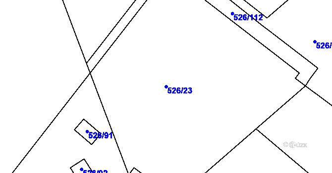 Parcela st. 526/23 v KÚ Pávov, Katastrální mapa