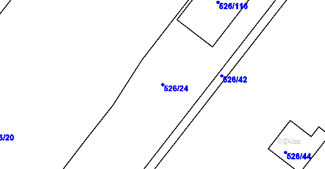 Parcela st. 526/24 v KÚ Pávov, Katastrální mapa