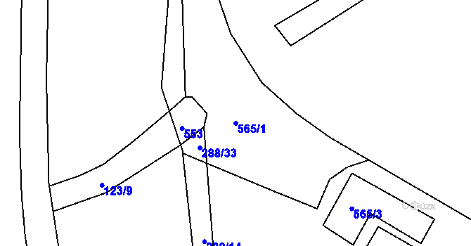 Parcela st. 565/1 v KÚ Pávov, Katastrální mapa