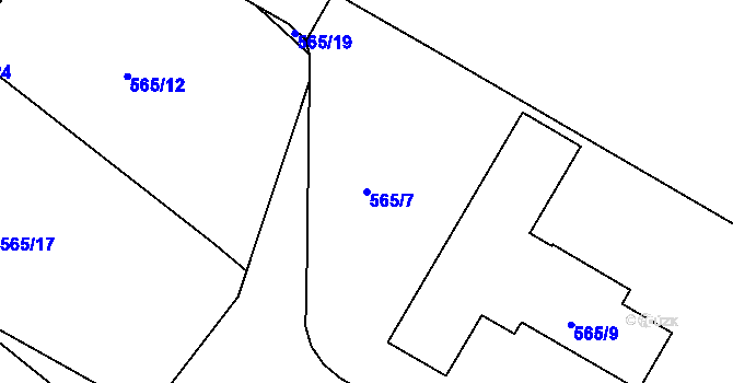 Parcela st. 565/7 v KÚ Pávov, Katastrální mapa