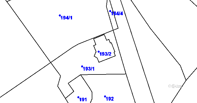 Parcela st. 193/2 v KÚ Pávov, Katastrální mapa