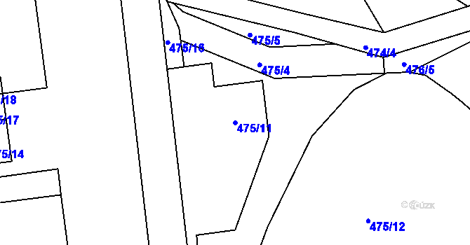 Parcela st. 475/11 v KÚ Pávov, Katastrální mapa