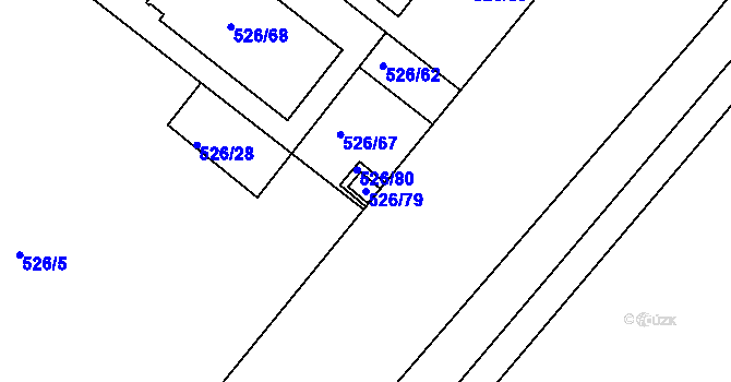 Parcela st. 526/79 v KÚ Pávov, Katastrální mapa