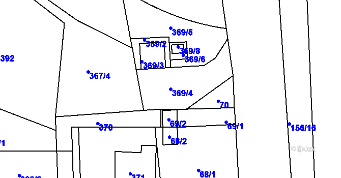 Parcela st. 369/4 v KÚ Pávov, Katastrální mapa