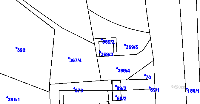 Parcela st. 369/3 v KÚ Pávov, Katastrální mapa