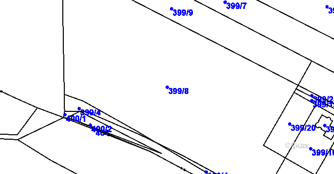 Parcela st. 399/8 v KÚ Pávov, Katastrální mapa
