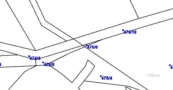 Parcela st. 476/6 v KÚ Pávov, Katastrální mapa