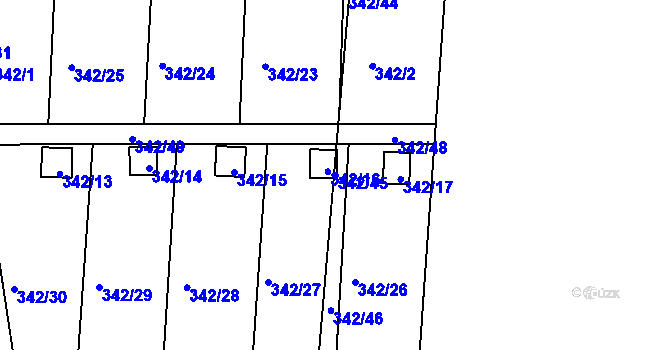 Parcela st. 342/45 v KÚ Pávov, Katastrální mapa