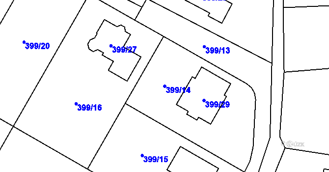 Parcela st. 399/14 v KÚ Pávov, Katastrální mapa