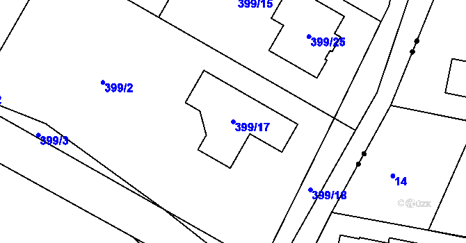 Parcela st. 399/17 v KÚ Pávov, Katastrální mapa
