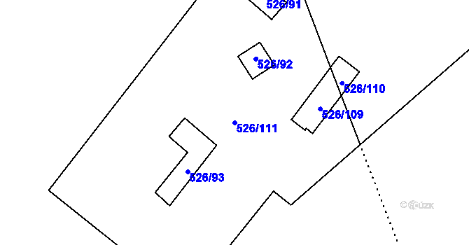 Parcela st. 526/111 v KÚ Pávov, Katastrální mapa