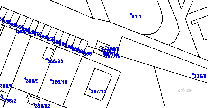 Parcela st. 367/15 v KÚ Pávov, Katastrální mapa